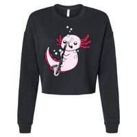 Bass Clarinet Player  Axolotl Music Lover Bass Clarinet Cropped Pullover Crew