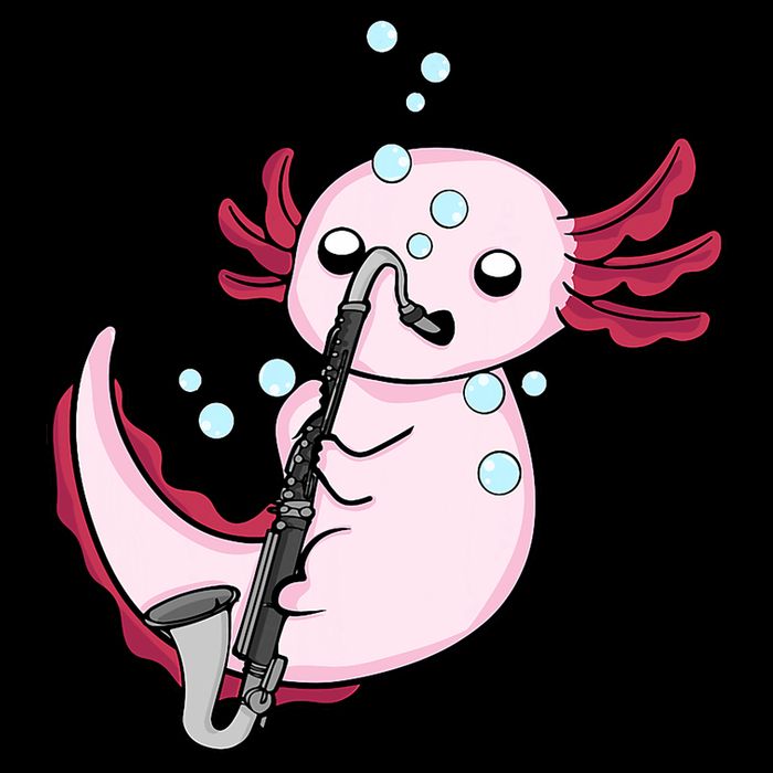 Bass Clarinet Player  Axolotl Music Lover Bass Clarinet Cropped Pullover Crew