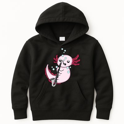 Bass Clarinet Player  Axolotl Music Lover Bass Clarinet Kids Hoodie