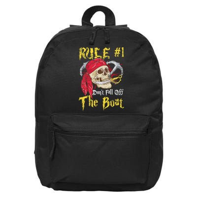 Boating Captain Pirates Funny Pirate Dont Fall Off The Boat 16 in Basic Backpack