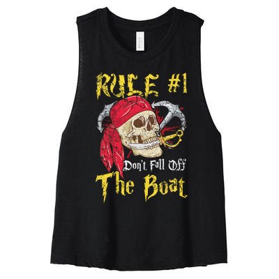 Boating Captain Pirates Funny Pirate Dont Fall Off The Boat Women's Racerback Cropped Tank