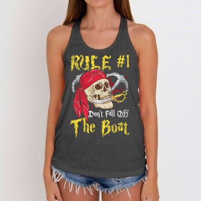 Boating Captain Pirates Funny Pirate Dont Fall Off The Boat Women's Knotted Racerback Tank