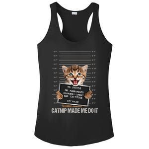 Bad Cat Prison Jail Catnip Made Me Do It Prisoner Funny Cat Gift Ladies PosiCharge Competitor Racerback Tank