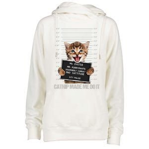 Bad Cat Prison Jail Catnip Made Me Do It Prisoner Funny Cat Gift Womens Funnel Neck Pullover Hood