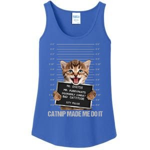 Bad Cat Prison Jail Catnip Made Me Do It Prisoner Funny Cat Gift Ladies Essential Tank