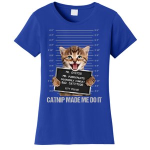 Bad Cat Prison Jail Catnip Made Me Do It Prisoner Funny Cat Gift Women's T-Shirt