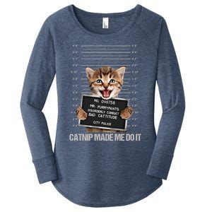 Bad Cat Prison Jail Catnip Made Me Do It Prisoner Funny Cat Gift Women's Perfect Tri Tunic Long Sleeve Shirt