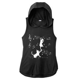 Black Cats Playing With Music Note Cat Lover Design Ladies PosiCharge Tri-Blend Wicking Draft Hoodie Tank