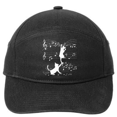 Black Cats Playing With Music Note Cat Lover Design 7-Panel Snapback Hat