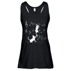 Black Cats Playing With Music Note Cat Lover Design Ladies Essential Flowy Tank