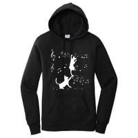 Black Cats Playing With Music Note Cat Lover Design Women's Pullover Hoodie