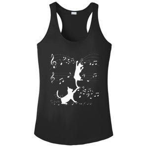 Black Cats Playing With Music Note Cat Lover Design Ladies PosiCharge Competitor Racerback Tank