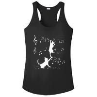 Black Cats Playing With Music Note Cat Lover Design Ladies PosiCharge Competitor Racerback Tank