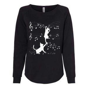 Black Cats Playing With Music Note Cat Lover Design Womens California Wash Sweatshirt