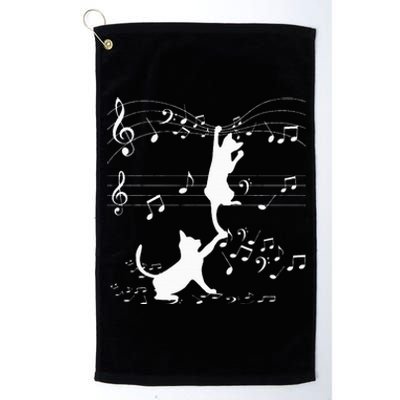 Black Cats Playing With Music Note Cat Lover Design Platinum Collection Golf Towel