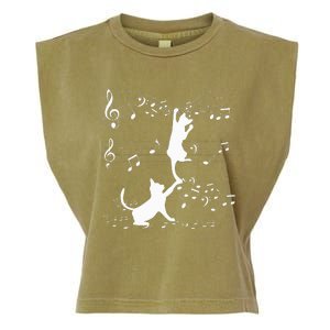 Black Cats Playing With Music Note Cat Lover Design Garment-Dyed Women's Muscle Tee