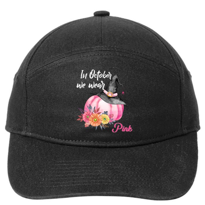 Breast Cancer Pumpkin Witch 7-Panel Snapback Hat