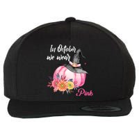 Breast Cancer Pumpkin Witch Wool Snapback Cap