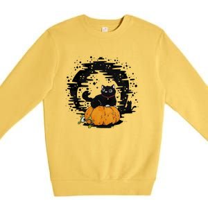 Boo Cat Pumpkin Halloween Theres Some Horrors In House Vibe Meaningful Gift Premium Crewneck Sweatshirt