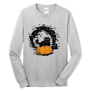 Boo Cat Pumpkin Halloween Theres Some Horrors In House Vibe Meaningful Gift Tall Long Sleeve T-Shirt