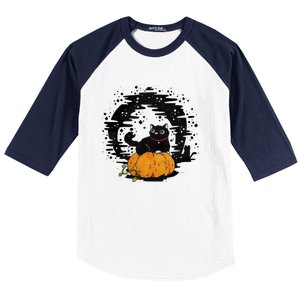 Boo Cat Pumpkin Halloween Theres Some Horrors In House Vibe Meaningful Gift Baseball Sleeve Shirt