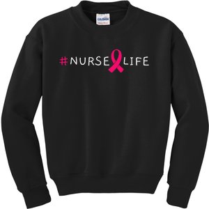 Breast Cancer Pink Awareness Ribbon Nurse Medical Worker Kids Sweatshirt