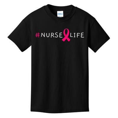 Breast Cancer Pink Awareness Ribbon Nurse Medical Worker Kids T-Shirt