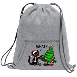 Black Cat Pushing Christmas Tree Over Cat What Xmas Sweatshirt Cinch Pack Bag