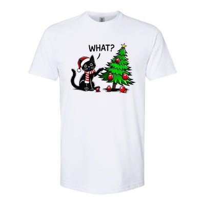 Black Cat Pushing Christmas Tree Over Cat What Xmas Softstyle® CVC T-Shirt