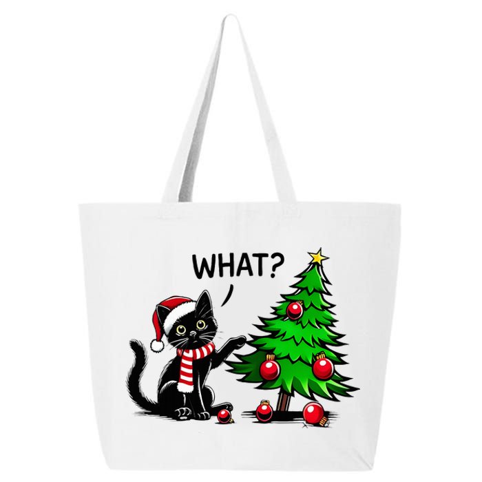 Black Cat Pushing Christmas Tree Over Cat What Xmas 25L Jumbo Tote