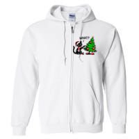 Black Cat Pushing Christmas Tree Over Cat What Xmas Full Zip Hoodie