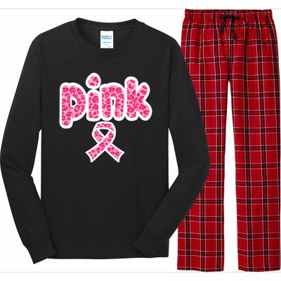 Breast Cancer Pink Ribbon Awareness Long Sleeve Pajama Set