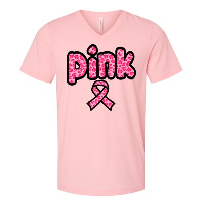 Breast Cancer Pink Ribbon Awareness V-Neck T-Shirt