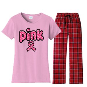 Breast Cancer Pink Ribbon Awareness Women's Flannel Pajama Set