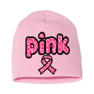 Breast Cancer Pink Ribbon Awareness Short Acrylic Beanie