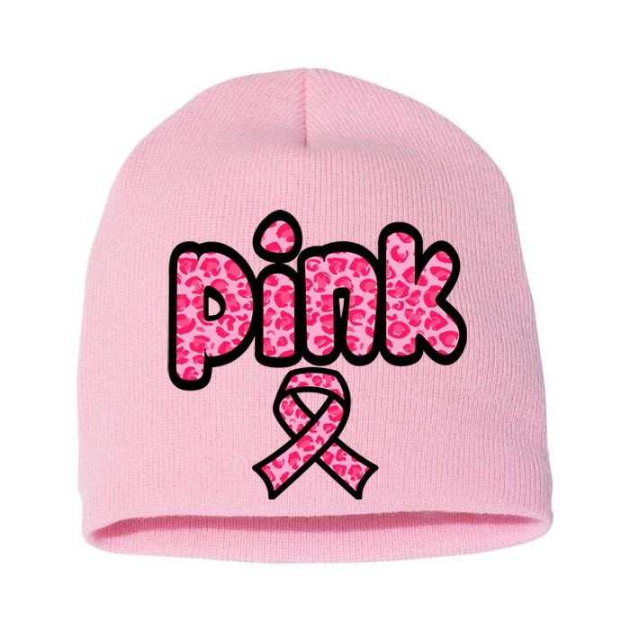 Breast Cancer Pink Ribbon Awareness Short Acrylic Beanie