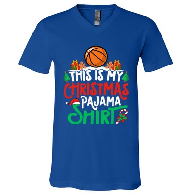 Basketball Christmas Pajama Gift Basketball Xmas Party Gift V-Neck T-Shirt