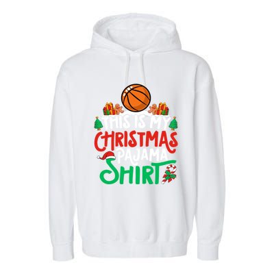 Basketball Christmas Pajama Gift Basketball Xmas Party Gift Garment-Dyed Fleece Hoodie