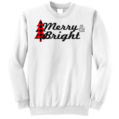 Buffalo Check Plaid Merry And Bright Christmas Holiday Gift Premium Sweatshirt