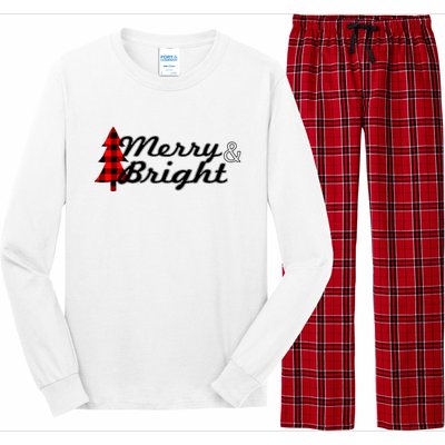 Buffalo Check Plaid Merry And Bright Christmas Holiday Gift Premium Long Sleeve Pajama Set