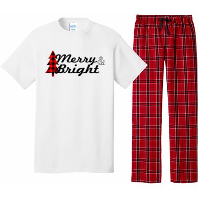 Buffalo Check Plaid Merry And Bright Christmas Holiday Gift Premium Pajama Set