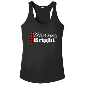 Buffalo Check Plaid Merry And Bright Christmas Holiday Ladies PosiCharge Competitor Racerback Tank