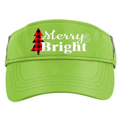 Buffalo Check Plaid Merry And Bright Christmas Holiday Raglan Baseball Adult Drive Performance Visor