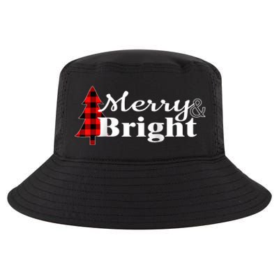 Buffalo Check Plaid Merry And Bright Christmas Holiday Raglan Baseball Cool Comfort Performance Bucket Hat