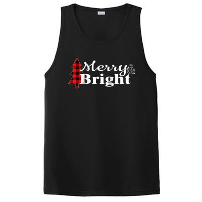 Buffalo Check Plaid Merry And Bright Christmas Holiday Raglan Baseball PosiCharge Competitor Tank