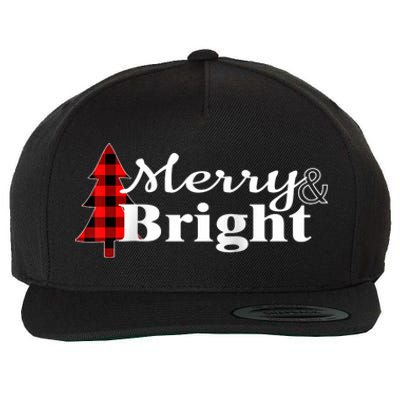 Buffalo Check Plaid Merry And Bright Christmas Holiday Raglan Baseball Wool Snapback Cap