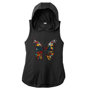 Butterfly Colourful Polygon Art Animal Butterfly Ladies PosiCharge Tri-Blend Wicking Draft Hoodie Tank