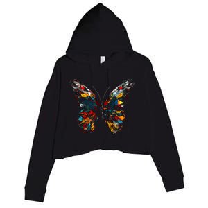 Butterfly Colourful Polygon Art Animal Butterfly Crop Fleece Hoodie