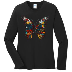 Butterfly Colourful Polygon Art Animal Butterfly Ladies Long Sleeve Shirt