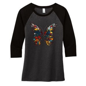 Butterfly Colourful Polygon Art Animal Butterfly Women's Tri-Blend 3/4-Sleeve Raglan Shirt